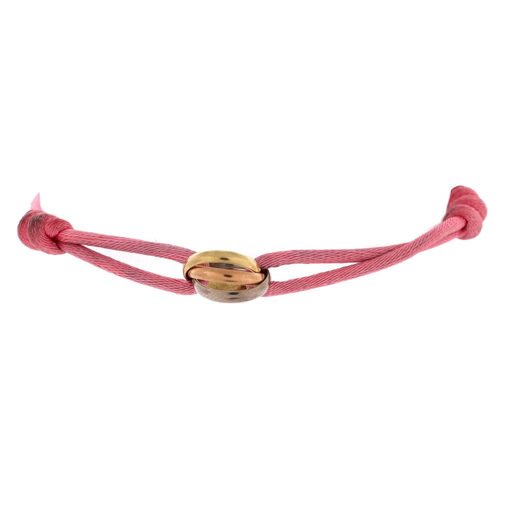 Cartier Trinity On Cord Bracelet Silk Cord with 18K Tricolor Gold